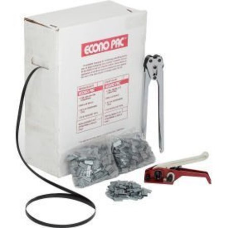 PAC STRAPPING PRODUCTS Pac Strapping Polypropylene Kit w/ Tensioner/Sealer & Seals, 9000'L x 1/2" Strap Width Coil, Gray EP48